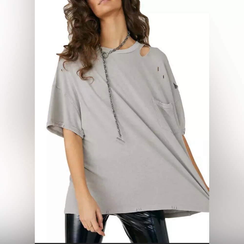 We The Free Light Gray Distressed Tee